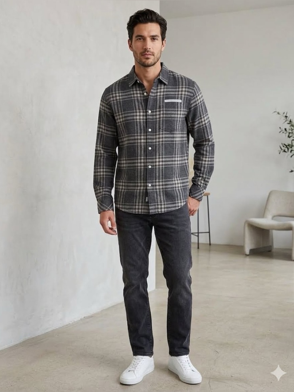 Rails Gray Plaid Button-Down Shirt